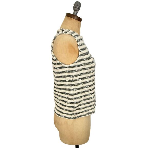 MADEWELL Crewneck Sweater Vest Stripe S Natural Knit Tank Button Up NWT B47 - Picture 3 of 7